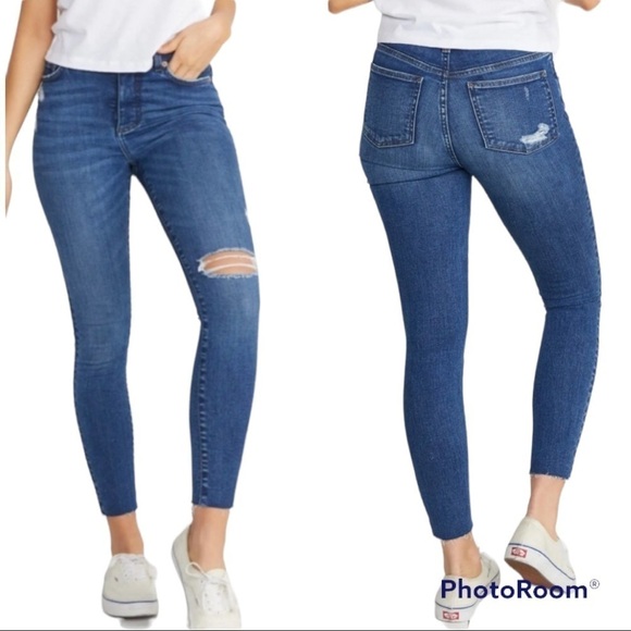 Marine Layer High Rise Distressed Fray Hem Skinny Jeans Size 28 - Picture 1 of 9